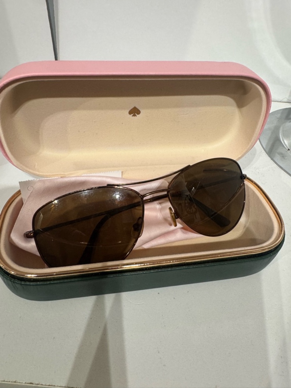 kate spade Pink Sunglasses Case with Brown Lens Aviator Sunglasses - Picture 3 of 4